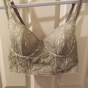 Victoria's Secret Sage Lace Up Bra 36C
